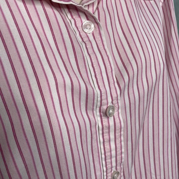 Izod Womens Button Down Shirt Stripe Pink White Size 3X - Picture 3 of 10
